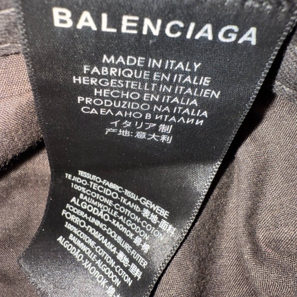 BALENCIAGA Logo Black/Gray Distressed Finish Baseball Cap Size M O/S - Picture 5 of 5